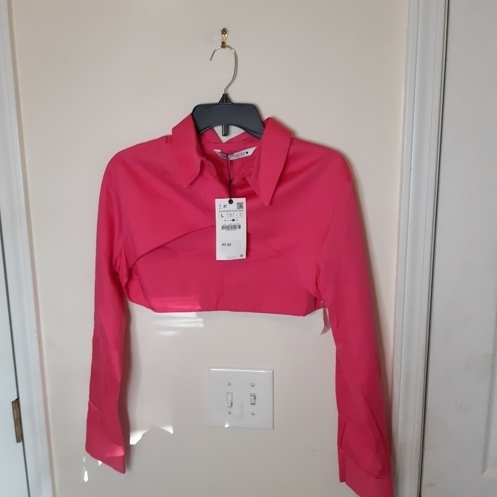 Zara POPLIN CROPPED TOP - Picture 8 of 8